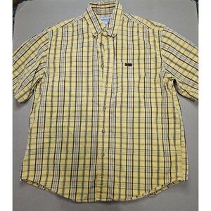 Carhartt Mens Button Up Yellow Plaid Shirt Sleeve Shirt Sz L